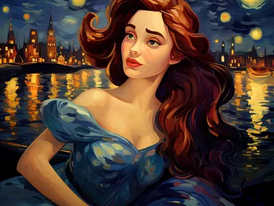 Princess in Van Gogh style ai art design graphic design illustration midjourney