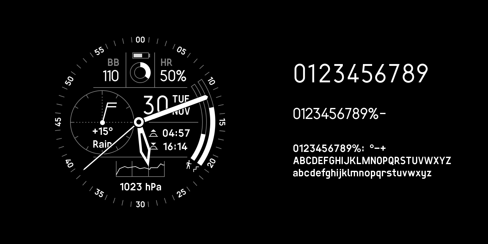 Watch face for Garmin Quatix 7 altimeter dark smartwatch watch watch face watchface
