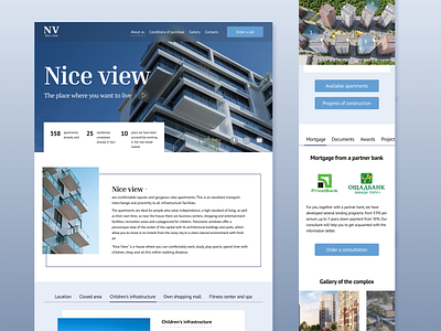 Landing Page for residential Nice View adaptive branding landingpage resi residential uiux webdesign