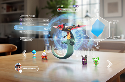 Pokémon Game MR concept apple ar augmented concept game mixed mr oculus pokémon pro quest3 scarlet shield sword tabletop ui violet virtual vision vr