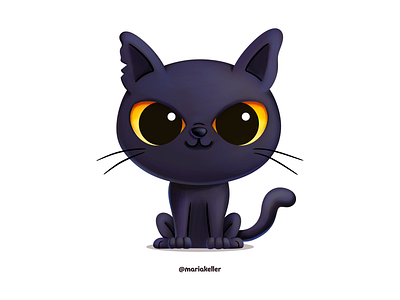 Black Cat black cartoon cat character chat children cute design digital art gato illustration kids mexico noir