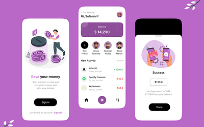 Money Saving App design illustration mobile app design money saving app money transfer app ui ui design ui ux design user interface ux