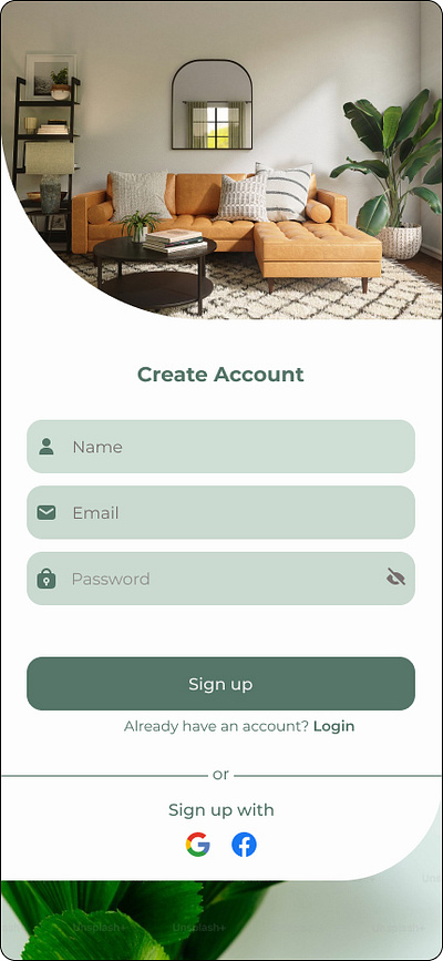 Sign up Screen for an Interior Design firm 001 app branding dailyui design ui