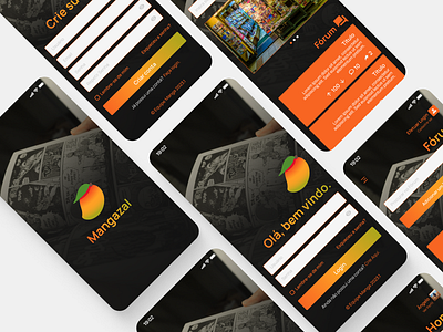 Mangazal app black branding design graphic design orange ui