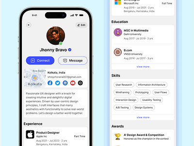 Profile Page Design challengeaccepted dailyui dailyuichallenge design designinspiration jobfinderapp jobsearch profilepage ui userexperience uxdesign