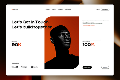 Hero for a freelance solopreneur landing page branding design figma logo typography ui ux