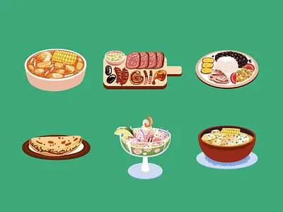 Latin American Food 3 assets cuisine design dishes download flat food fun graphic design green illustration illustrator infographic latinamerica meal minimal store vector