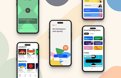 Spotify X Headspace app bran concept design mobileapp moc ui