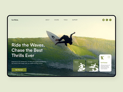 SurfGlide – Surfing School Hero Section business clean design figma hero image hero section landing page professional sport academy surfing school ui ui design uiux