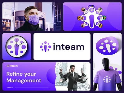 Inteam Brand Identity brand guidelines brand identity brand sign branding collaboration digital services gradient innovation logo design logo mark logos logotype meeting software startup symbol team management technology tools visual identity
