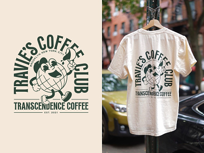 Transcendence Coffee apparel apparel brooklyn character coffee globe illustration mascot nyc shirt vintage