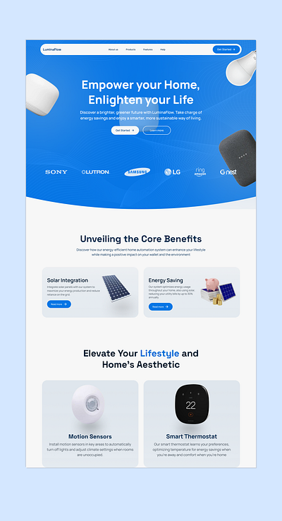 Luminaflow landing page animation design figma graphic design landingpage ui uidesign uiux user experience user interface ux uxdesign