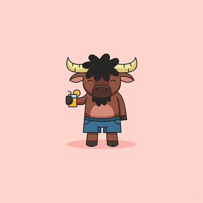 Cute Bison bison cartoon cute design funny illustration logo