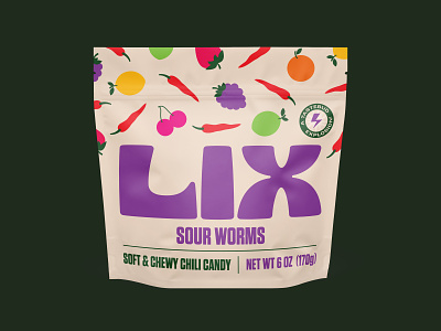 Lix Candy branding candy chili colourful fruit fun packaging sour spicy taste worms