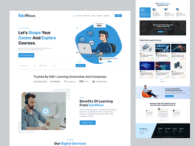 EduWave Online Platform-Concept edtechsolutions edutech eduwave elearning knowledgesharing landingpage onlinecourses onlineeducation remotelearning ui uiuxdesign virtualclassroom website design