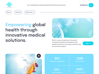 ⚕️ Med-Tech Landing Page Concept 🏥 animation appointment blue cta doctors fitness health hero fold hospitals interactions landing page layout medical medical solutions medtech micro interactions modern pastel usp website