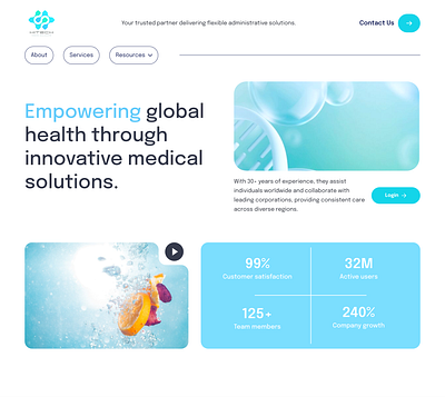 ⚕️ Med-Tech Landing Page Concept 🏥 animation appointment blue cta doctors fitness health hero fold hospitals interactions landing page layout medical medical solutions medtech micro interactions modern pastel usp website
