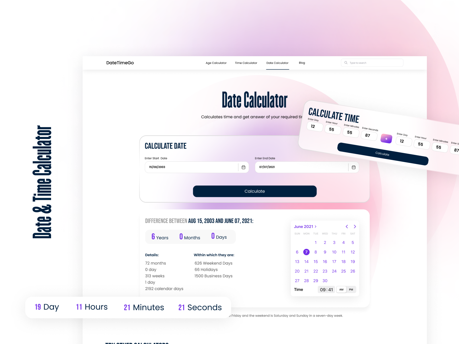 Date & Time Calculator Redesign🔥 by Aqsa N on Dribbble