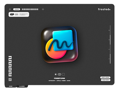 Frosted. Icons - 035 - Freeform (iOs) 2d icon 3d icon app design app icon apple custom icons custom ios dark icons freeform frosted glass icon icon design icon pack icon set ios neumorphism