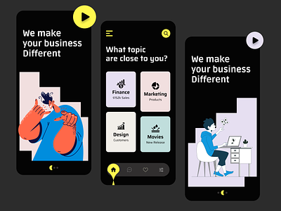 Business Management App Design agency app design apps apps design branding business app dark theme app design illustration logo responsive ui ui ux