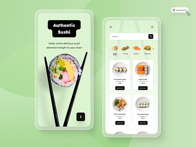 Sushi- Food App Design 3d animation art branding digitaldesign flatdesign food app food delivery graphic design illustration innovationsync logo mobile motion graphics nft product design typography ui vector webdesign