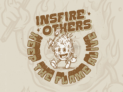 Retro Mascot Insfire Others branding cartoon character design fire flame mascot font retro graphic design handdrawn illustration keep the flame alive mascot fire mascot logo retro design retro mascot tshirt design vintage design vintage mascot