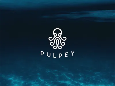 Pulpey Logo Design dive minimalist logo monoline logo octopus logo sea smart logo