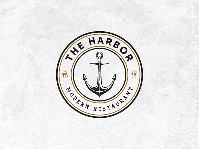 The Harbor Modern Restaurant Logo Concept badge logo branding design graphic design illustration logo vector vintage logo