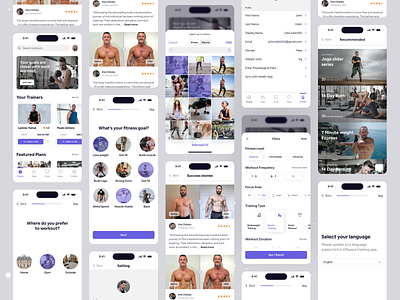 Health & Fitness App UI abs app body weight bodybuilding design exercise fitness gym health ios app minimal mobile muscle ofspace sports training trainer transformation ui weight workout
