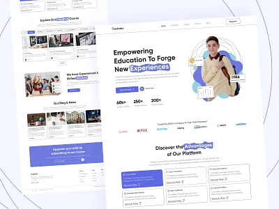 Online Education website clean cool course e learning edtech education platform educational website header home page learning website minimal online class online course online education online school tutor ui design uix visual design web ui