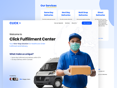 Click Courier | Landing Page Design courier courier desktop courier landing page courier page courier website landing page latest ui website design wesbite ui