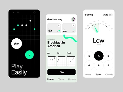 UI Exploration: Chords App app app design chord chords guitar mobile music play tuner