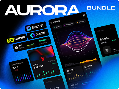 Aurora Bundle ad animation aurora bundle business code combo dataviz desktop develop it line saas sales service statistic tech template ui widget
