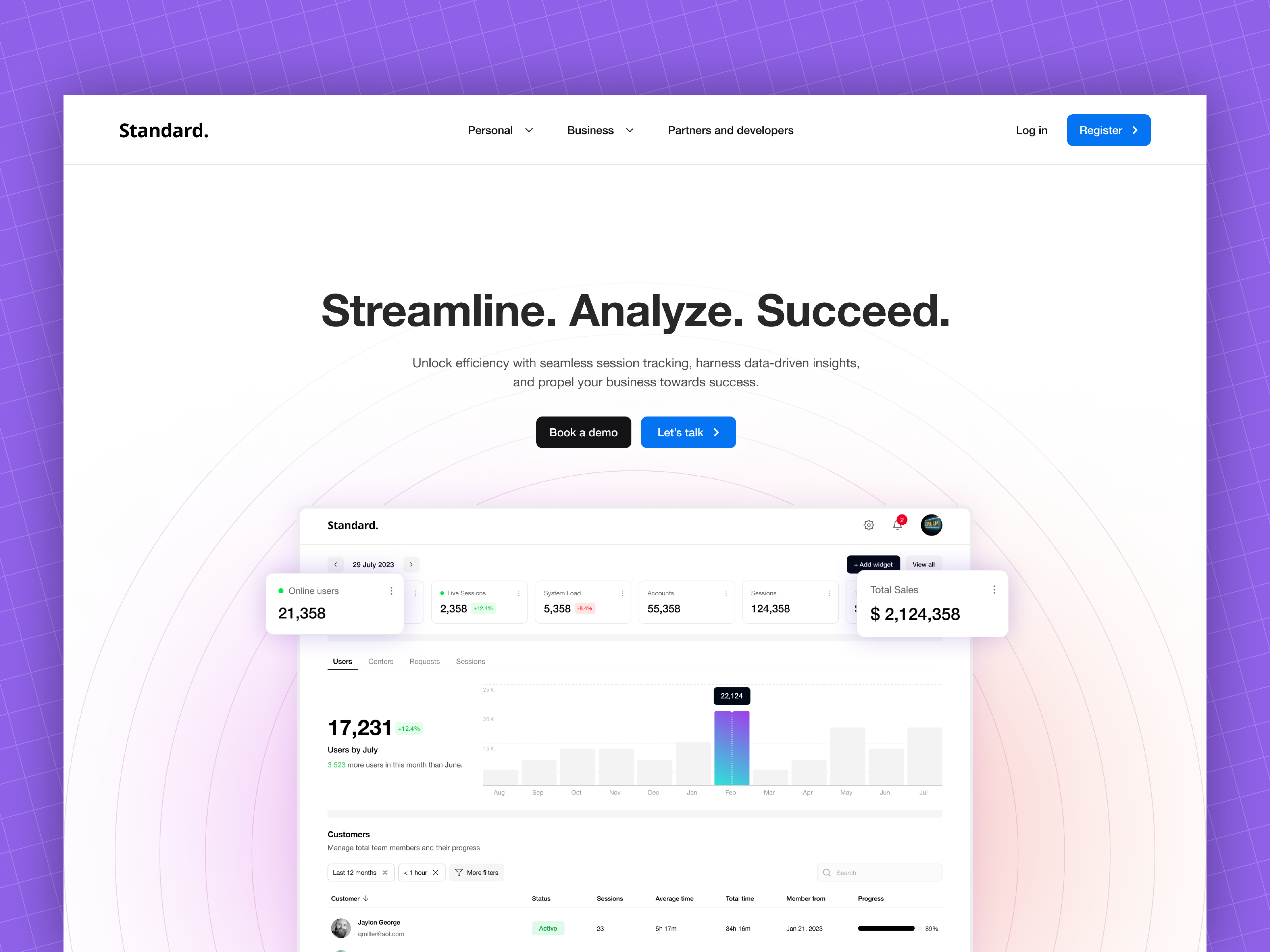 Standard. - Landing page call to action clean cta dailyui design e commerce figma flat landing landing page minimal minimalist product page tech tracker ui ux web