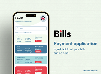 Track & Pay your bills in a single click - Finance application branding design ui