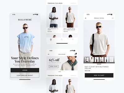 Bellemeré - Fashion Store Mobile App 👕 app design e commerce e commerce app fashion app marketplace app minimal mobile app product app store ui ux