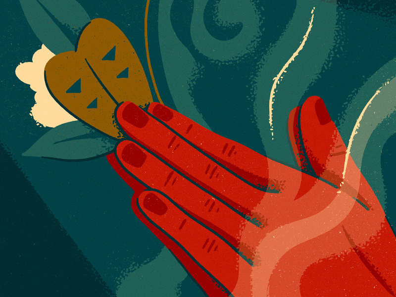 Offering authentic bali balinese culture editorial flowers hands hindu illustration india indonesia insence mystic namaste prayer procreate religion smoke tradition