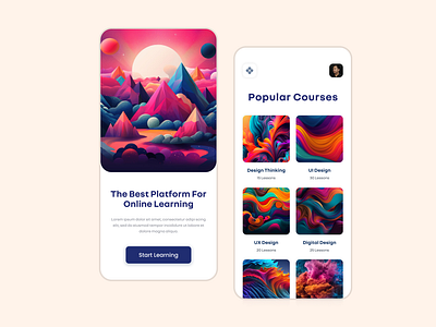 Online Learning Mobile App UI Design app branding design graphic design illustration logo motion graphics typography ui ux vector