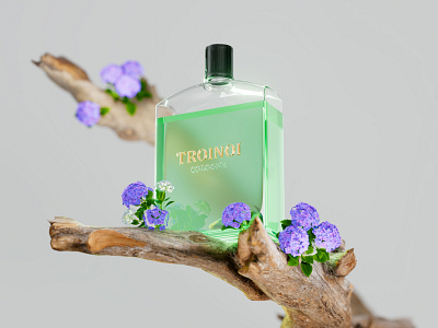 Troinoi 2d 3d ads blender bottle branding design flowers france illustration logo parfume promotional prorender redshift render sssr ui web