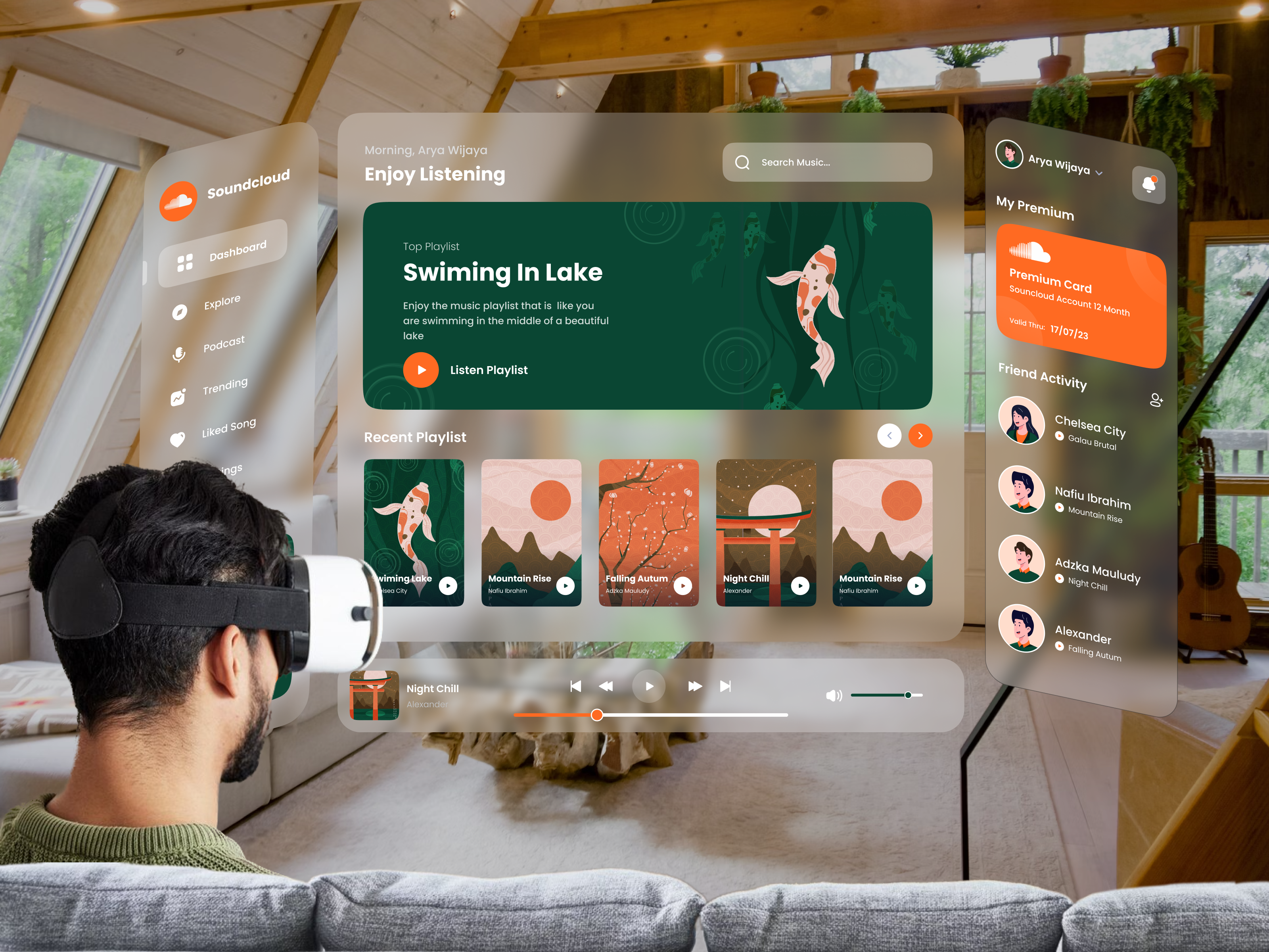 Example of Soundcloud - Music Player Vision Pro VR Concept