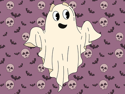 This is the fourth and final Halloween ghost 80s art background character collection design designer ghost graphic design groovy halloween happy illustration kids mascot pattern retro set sticker vector