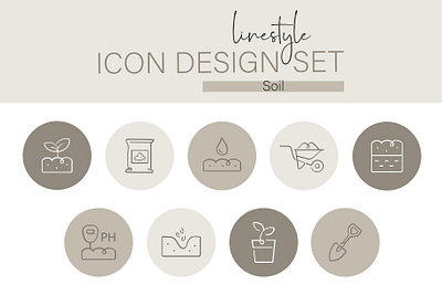 Linestyle Icon Design Set Soil nature