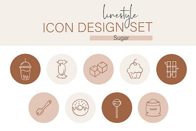 Linestyle Icon Design Set Sugar cube