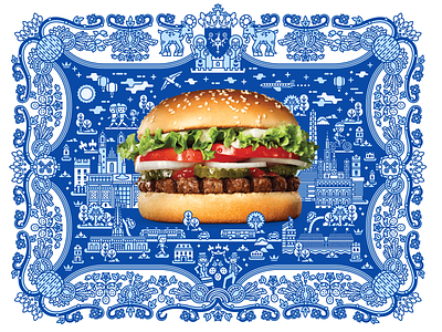 Whooper Poznań advertisign billboard burger king campaign graphic design hamburger illustration poznań
