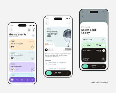 Sport Events App app cards checkout events games interaction design ios mobile payment sport events sports ui user experience ux