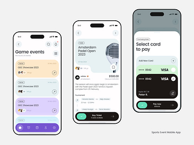 Sport Events App app cards checkout events games interaction design ios mobile payment sport events sports ui user experience ux