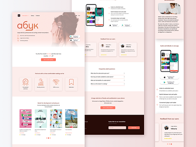 Website redesign ABUK audiobook book design dribblers inspiration minimal pink ui uiux uptrends webdesign