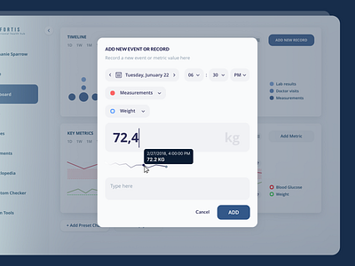 Your Personal Health Hub - Dashboard, Modal chek in clean app dashboard health health tracking healthcare interaction design interface medical medical website medtech modal online medicine ossmium ui user experience user interface web page webdesign wellness