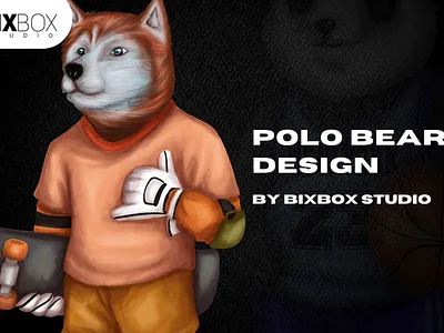 Streetwear Design Polo for T-Shirt - Wolf Skateboard cartoon character clothing design graphic design illustration polo bear polo character streetwear design tshirt design