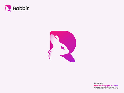 Rabbit Logo for Letter R abstract logo animal branding graphic design ico illustration inspiration logo logoinspiration r rabbit rabbit logo for letter r symbol typography